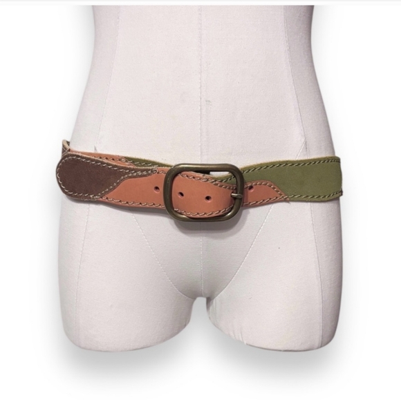 LUCKY BRAND Leather Suede Patchwork Stitched Boho Belt main image 9